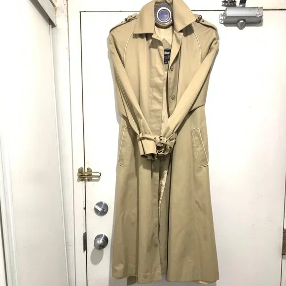 VINTAGE CYCLONE BY UTEX MADE IN ROMANIA BELTED TRENCH COATS SIZE 14 - Picture 11 of 16